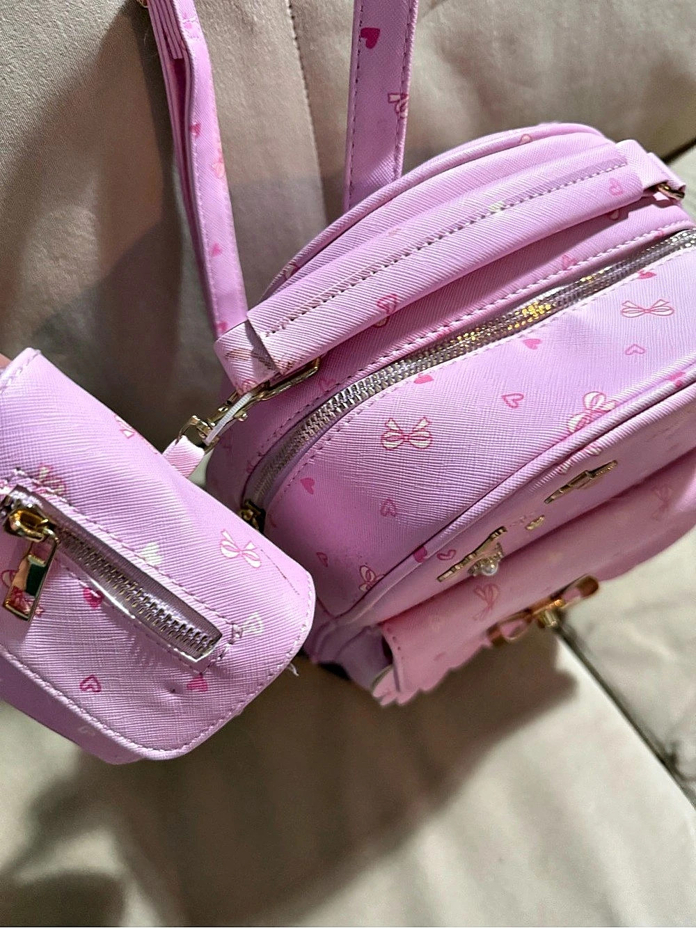 Pink Bow Charm Backpack - Picture 5 of 9